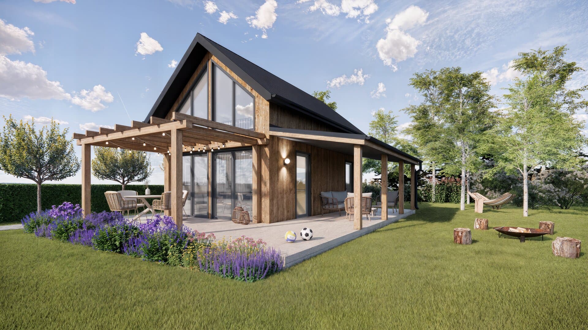 Projekt elewacji: Projekt domku rekreacyjnego do 35m2 — wizualizacja 1/11