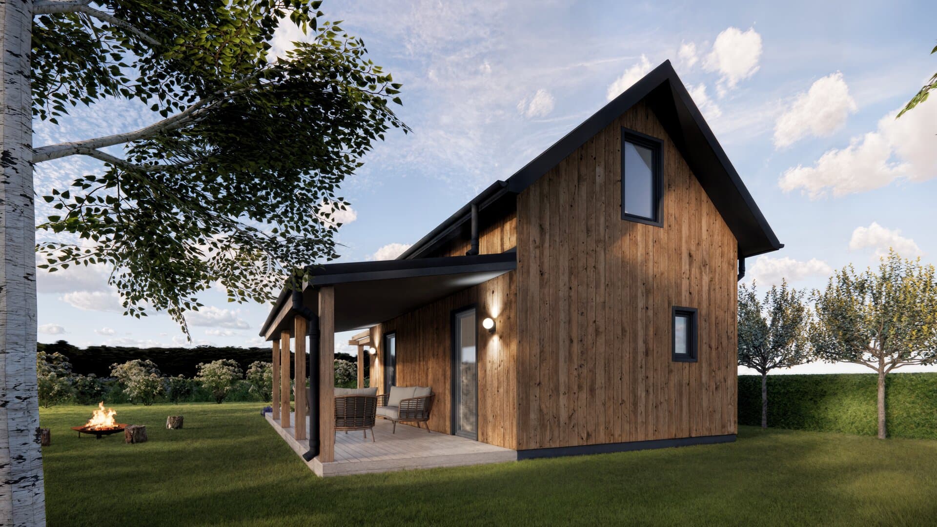 Projekt elewacji: Projekt domku rekreacyjnego do 35m2 — wizualizacja 3/11