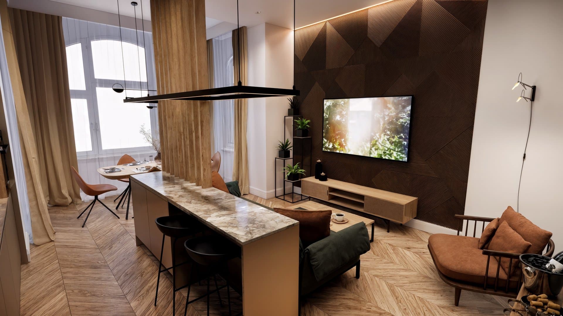 Aranżacja wnętrza: Mieszkanie w Szczecinie, Szczecin — wizualizacja 2/4