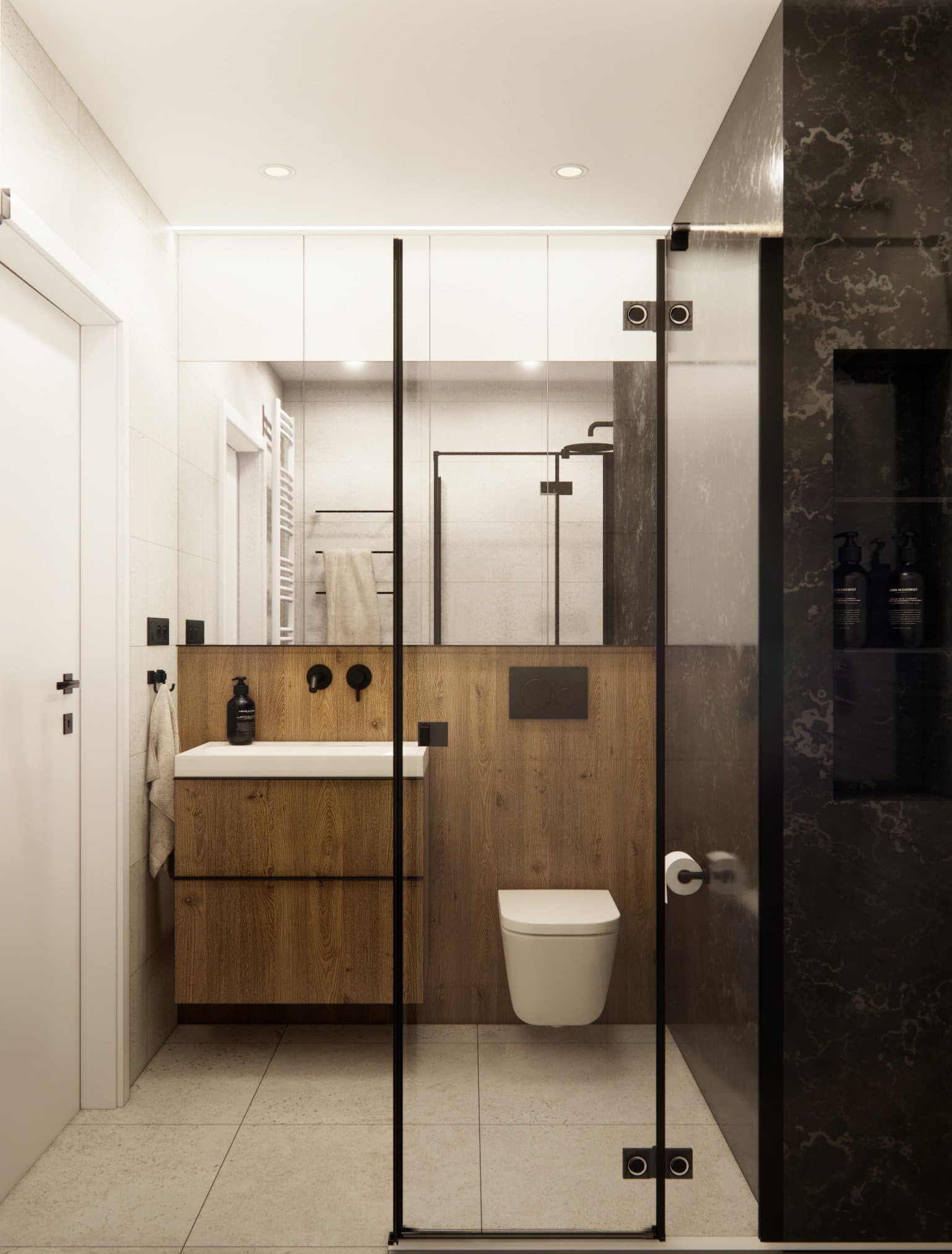 Aranżacja wnętrza: Projekt wnętrza łazienki w Stargardzie, Stargard — wizualizacja 1/4