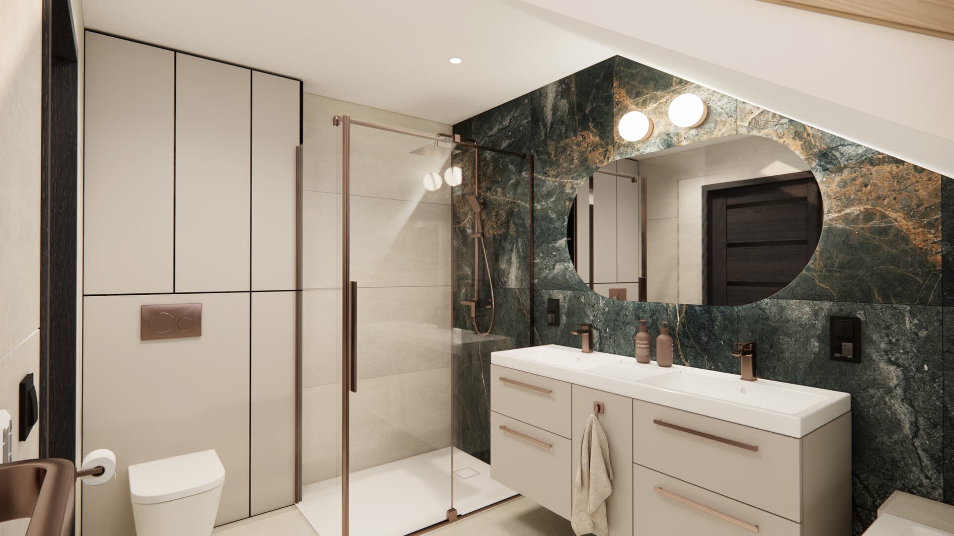 Aranżacja wnętrza: Projekt łazienki w Borzysławcu, Borzysławiec — wizualizacja 1/3