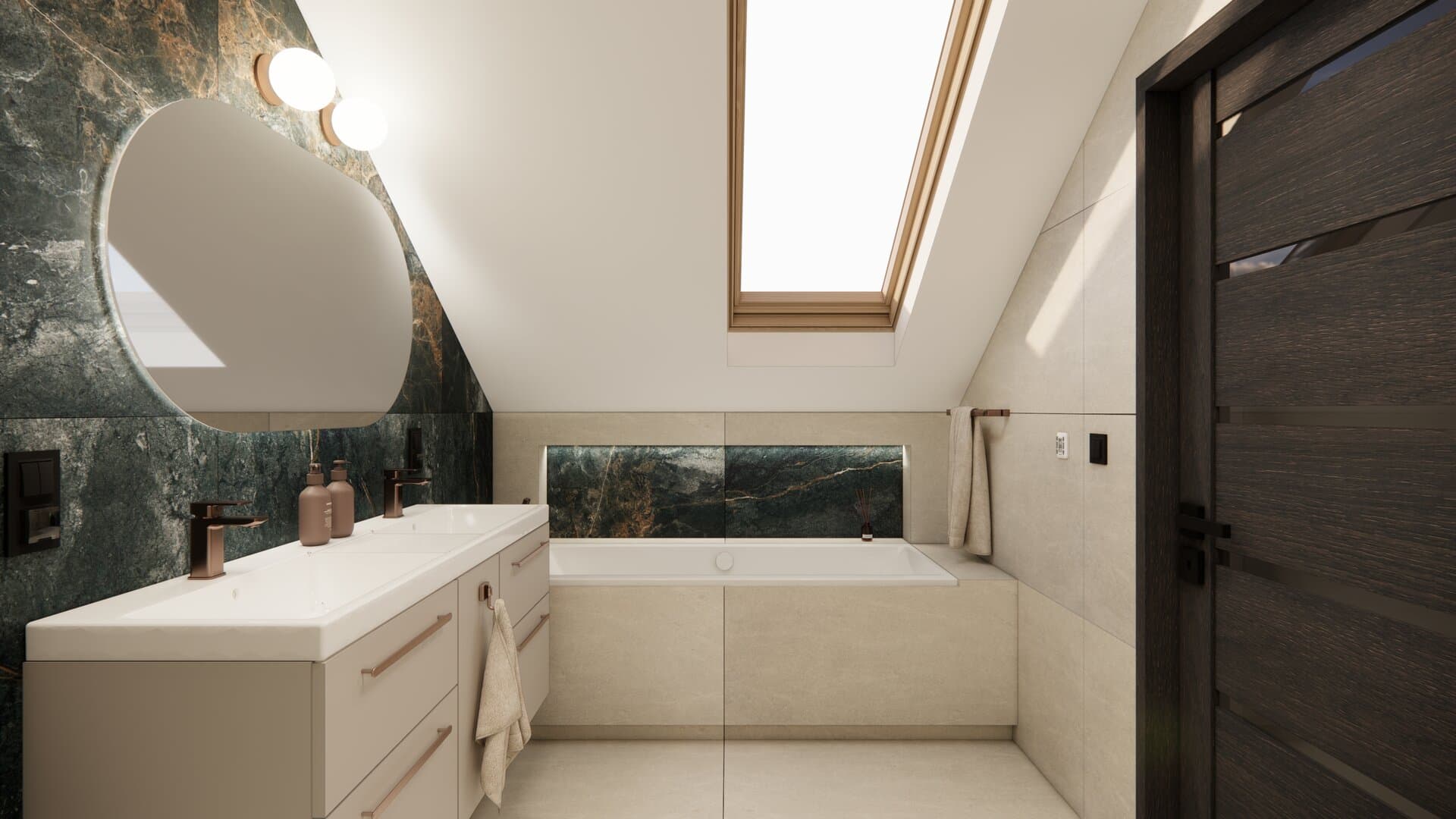 Aranżacja wnętrza: Projekt łazienki w Borzysławcu, Borzysławiec — wizualizacja 2/3